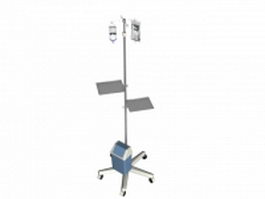 Saline drip hanging on IV drip stand 3d model preview