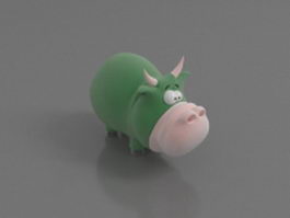 Cartoon hippo 3d model preview