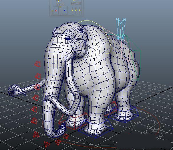 Rigged elephant 3d rendering