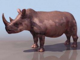 Black rhino 3d model preview