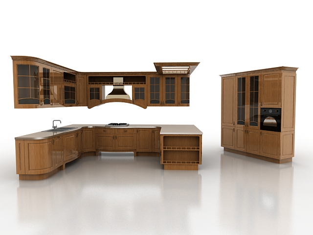 Open kitchen concept design 3d rendering
