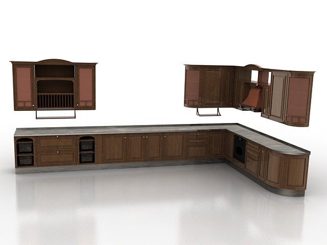 Classic Italian kitchen design 3d rendering