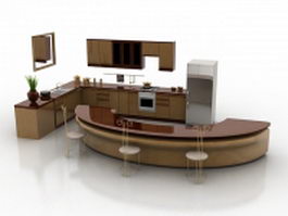 Modern kitchen with counter design 3d model preview