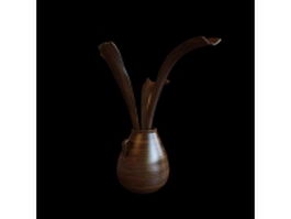 Handcrafted decorative wood vase 3d model preview