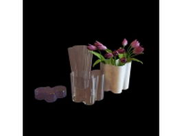 Resin flower vases 3d model preview