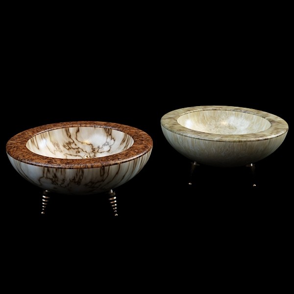 Bowl shaped marble vases 3d rendering