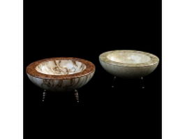 Bowl shaped marble vases 3d preview