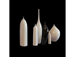 Set of 7 porcelain vase 3d model preview