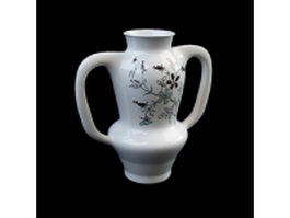 Porcelain vase with handles 3d model preview