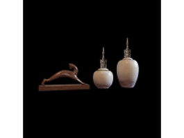 Decorative vases and figurine 3d model preview