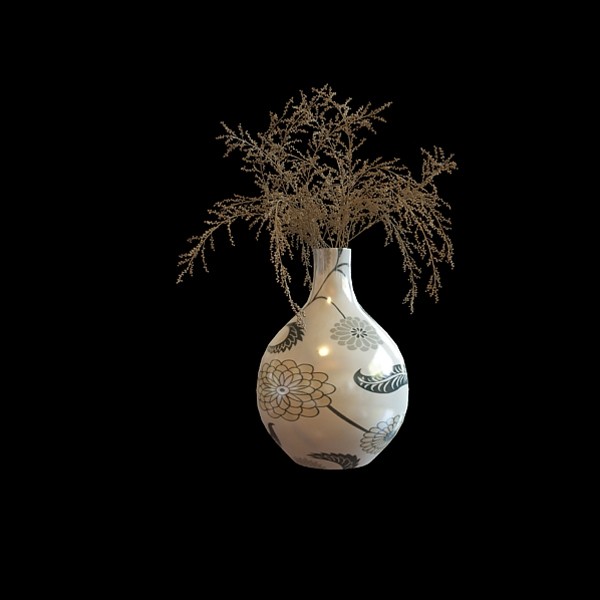Ceramics vase with sticks 3d rendering