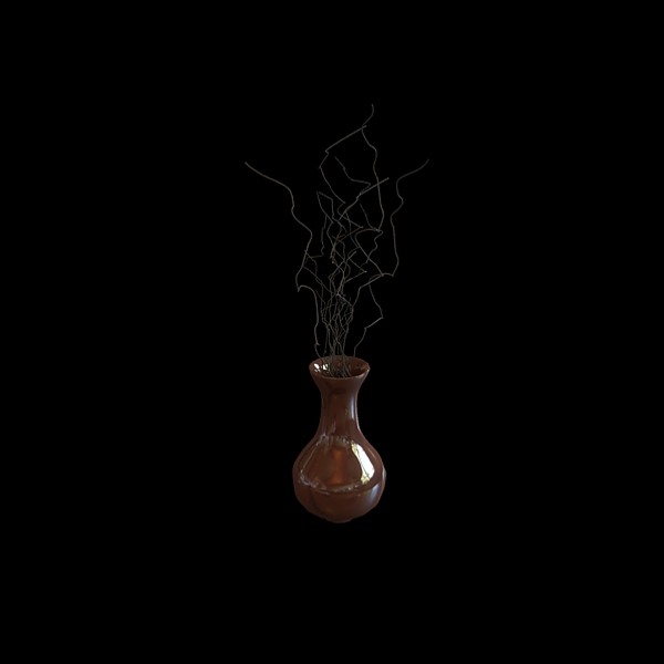 Classic vase with sticks 3d rendering