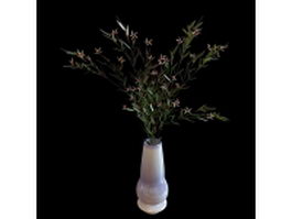 White vase with flowers 3d model preview
