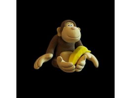 Toy monkey with banana 3d model preview