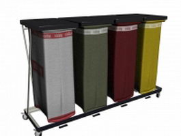 Medical waste cart 3d model preview