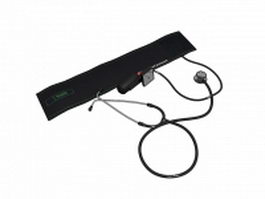 Sphygmomanometer with stethoscope 3d model preview