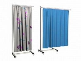 Movable hospital curtains 3d model preview