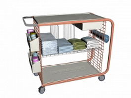 Hospital ward utility cart 3d model preview