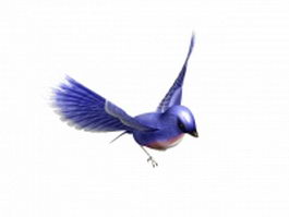 Blue robin bird 3d model preview