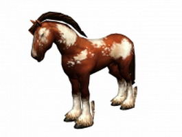 Brown and white horse 3d model preview
