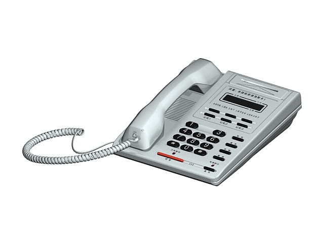 White office telephone 3d rendering