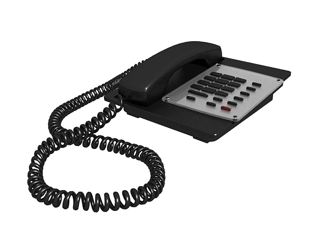 Black corded telephone 3d rendering