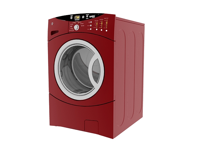 Red automatic washer 3d rendering