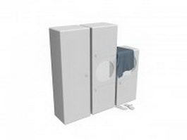 Clothes washer and cabinet 3d model preview