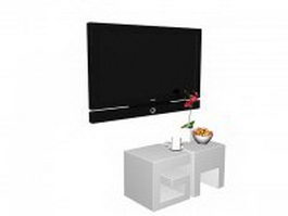 Wall TV and table 3d model preview