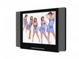 CRT flat screen TV 3d model preview