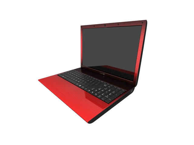 Red laptop 3d rendering