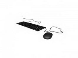 Apple keyboard and mouse 3d model preview