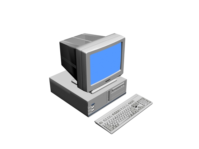 Early desktop computer 3d rendering