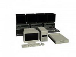 Video editing workstation computer set 3d model preview