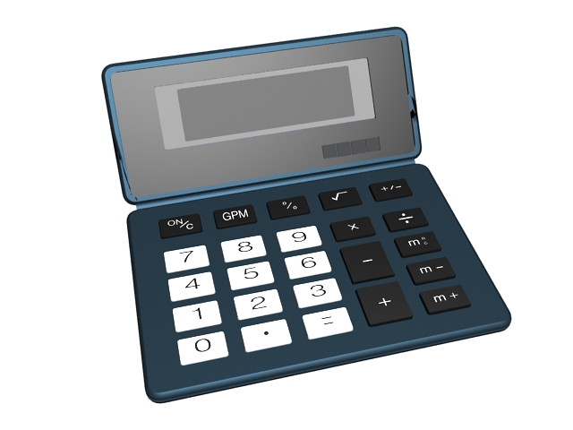 Electronic pocket calculator 3d rendering