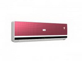 Pink wall air-conditioner 3d model preview