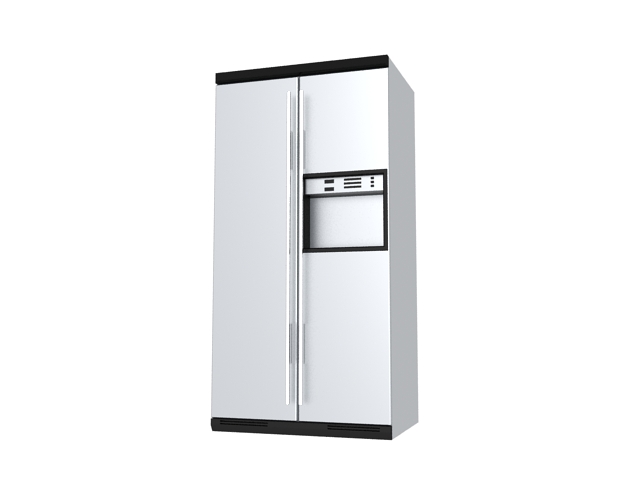 Refrigerator with water dispenser 3d rendering