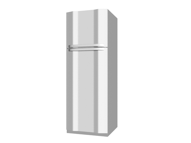 White top freezer refrigerator 3d rendering