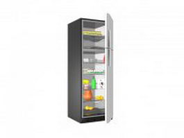 Open fridge full with food 3d model preview