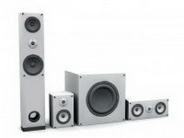 White speaker system 3d model preview
