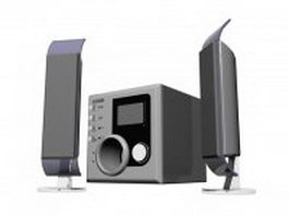 Desktop computer speakers with subwoofer 3d model preview