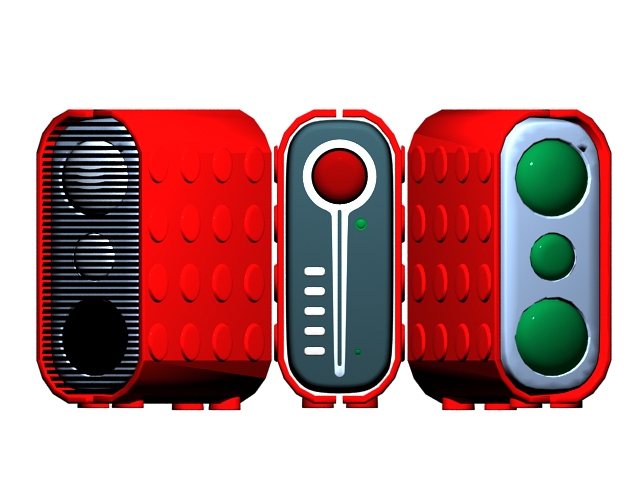 Red cool speakers 3d rendering