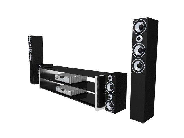 Home theatre audio system 3d rendering