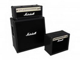 Marshall guitar amplifier and speakers 3d model preview