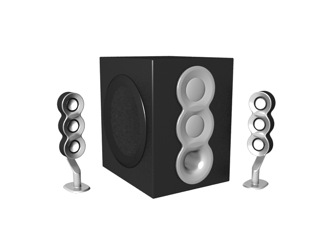 2.1 computer speakers 3d rendering