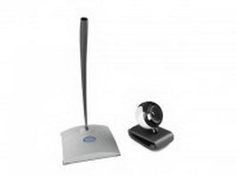 Desk microphone and web camera 3d model preview