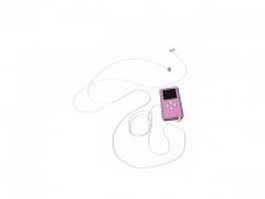 MP3 player with earbuds 3d model preview