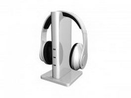 Wireless headphones on a stand 3d model preview