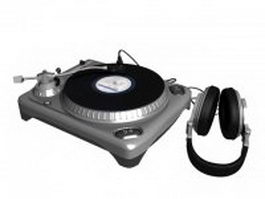 Direct-drive turntable with headphone 3d model preview