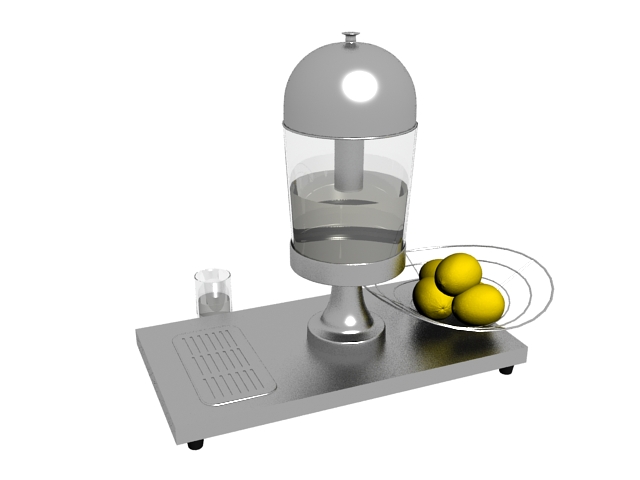 Juicer machine and lemon 3d rendering